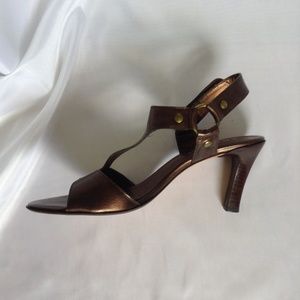 Franco Sarto Metallic Bronze Leather Sandals
